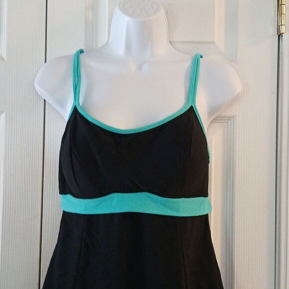 Black and turquoise skirted swim suit bathing suit Sz 12 NWOT - Picture 3 of 7